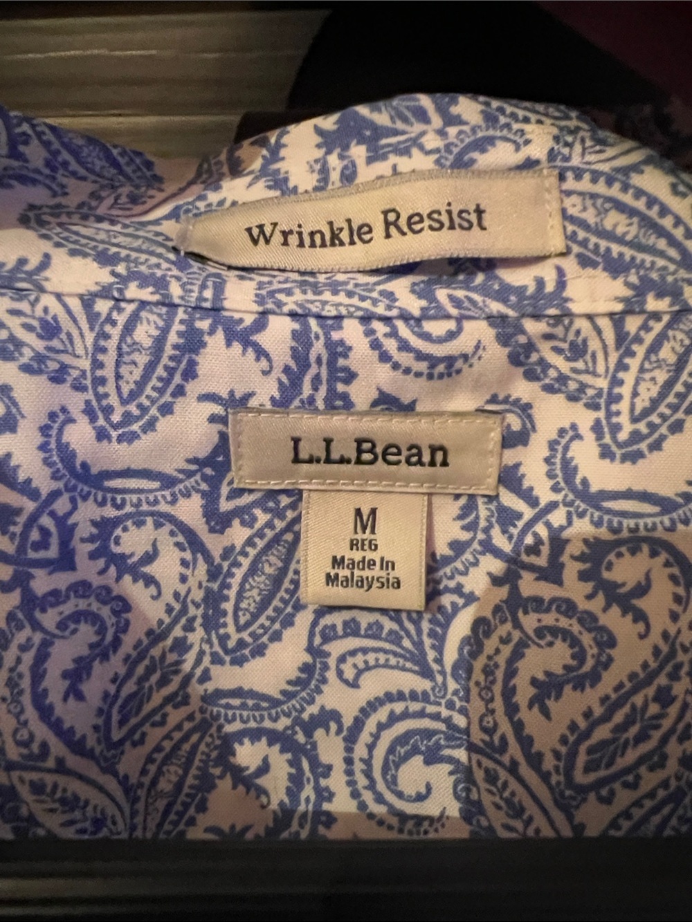 L.L. Bean Blue and White Paisley Shirt - Picture 2 of 4
